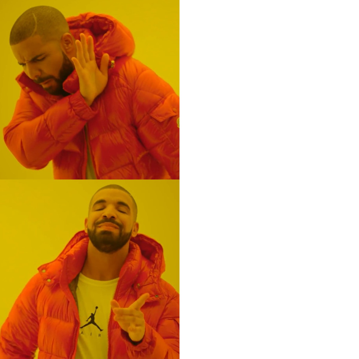 Drake Hotline Bling blank image with space for 2 editable captions