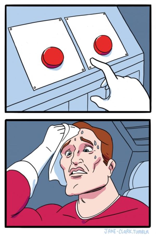 Two Buttons blank image with space for 3 editable captions
